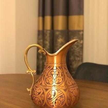 Heavy Copper Water Pitcher,jug Vessel Vase..