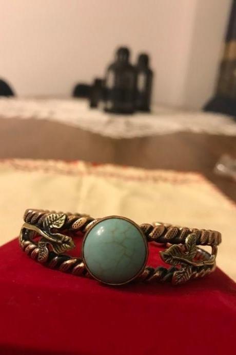 Turquoise Natural Stone Copper Bangle Bracelet Hurrem Sultan jewelry | Traditional Turkish Handmade jewellery